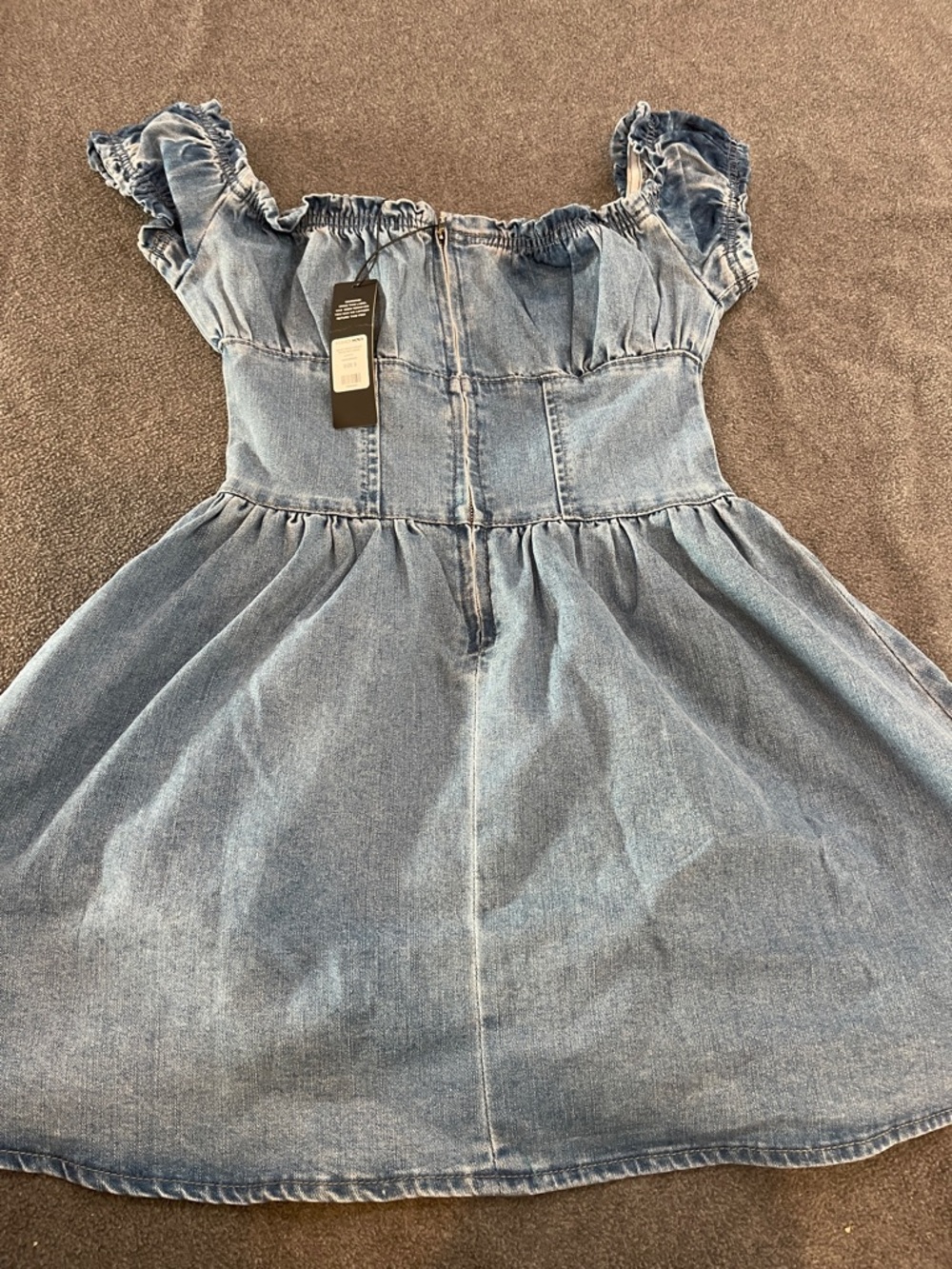 Fashion Nova Light Blue Denim Square-Neck Mini Dress - Picture 4 of 4